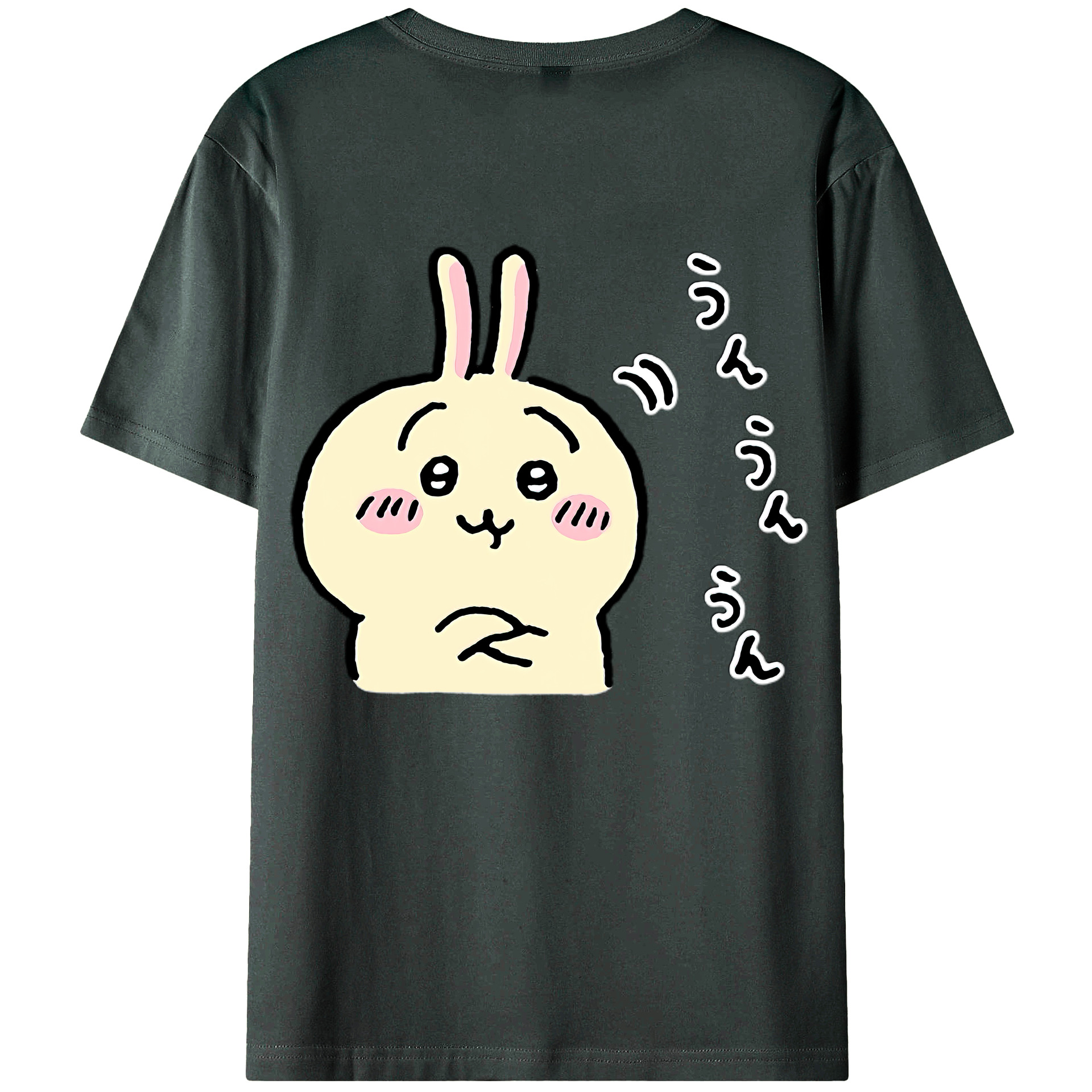 （画像用） ちいかわ うさぎ Chii-kawa usagi 綿100％ メンズ半袖Tシャツ（バックプリント） 通気性
